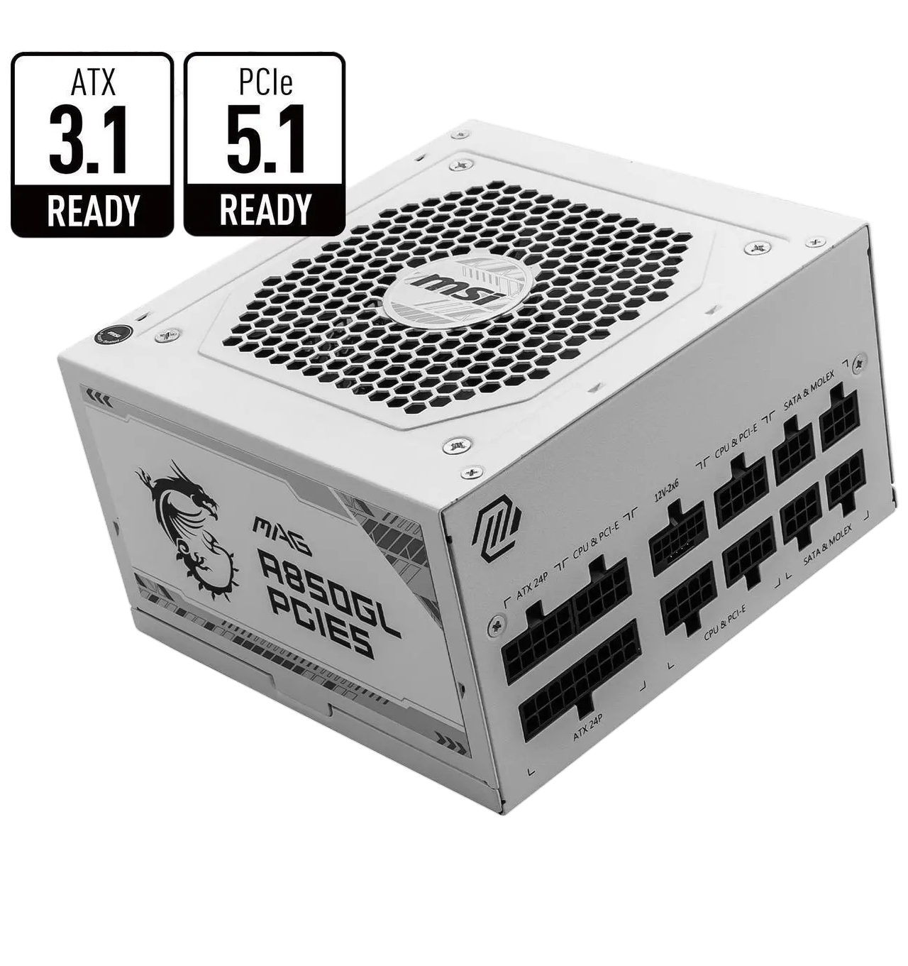 MSI MAG A850GL PCIE5 850W 80 PLUS GOLD ATX 3.1 FULLY MODULAR - WHITE