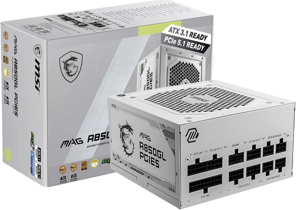 MSI MAG A850GL PCIE5 850W 80 PLUS GOLD ATX 3.1 FULLY MODULAR - WHITE
