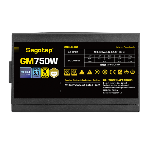 SEGOTEP GM750W 80 PLUS GOLD ATX 3.1 FULLY MODULAR - BLACK