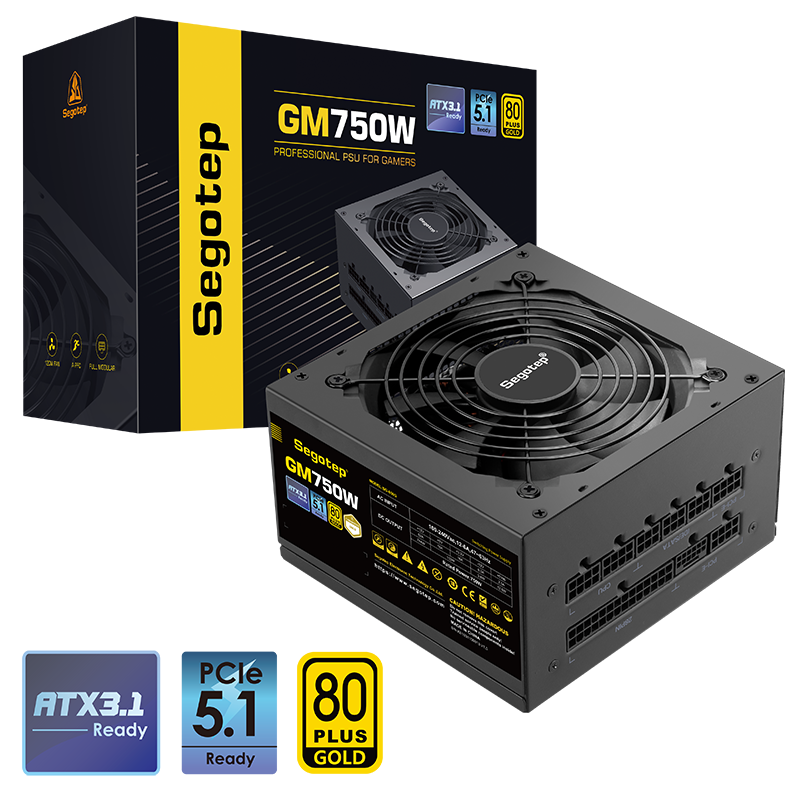 SEGOTEP GM750W 80 PLUS GOLD ATX 3.1 FULLY MODULAR - BLACK