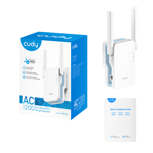 CUDY RE1200 AC1200 WIFI REPEATER - RANGE EXTENDER