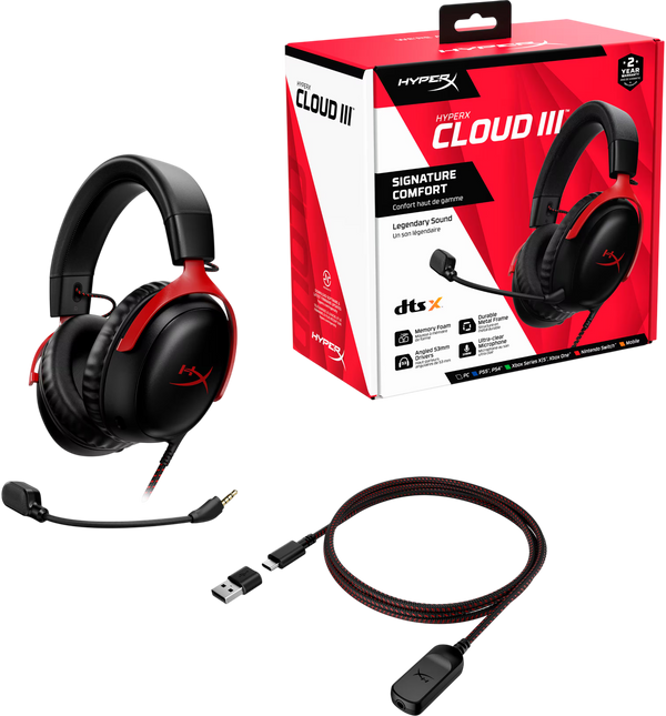 HYPERX CLOUD 3 WIRED - BLACK RED