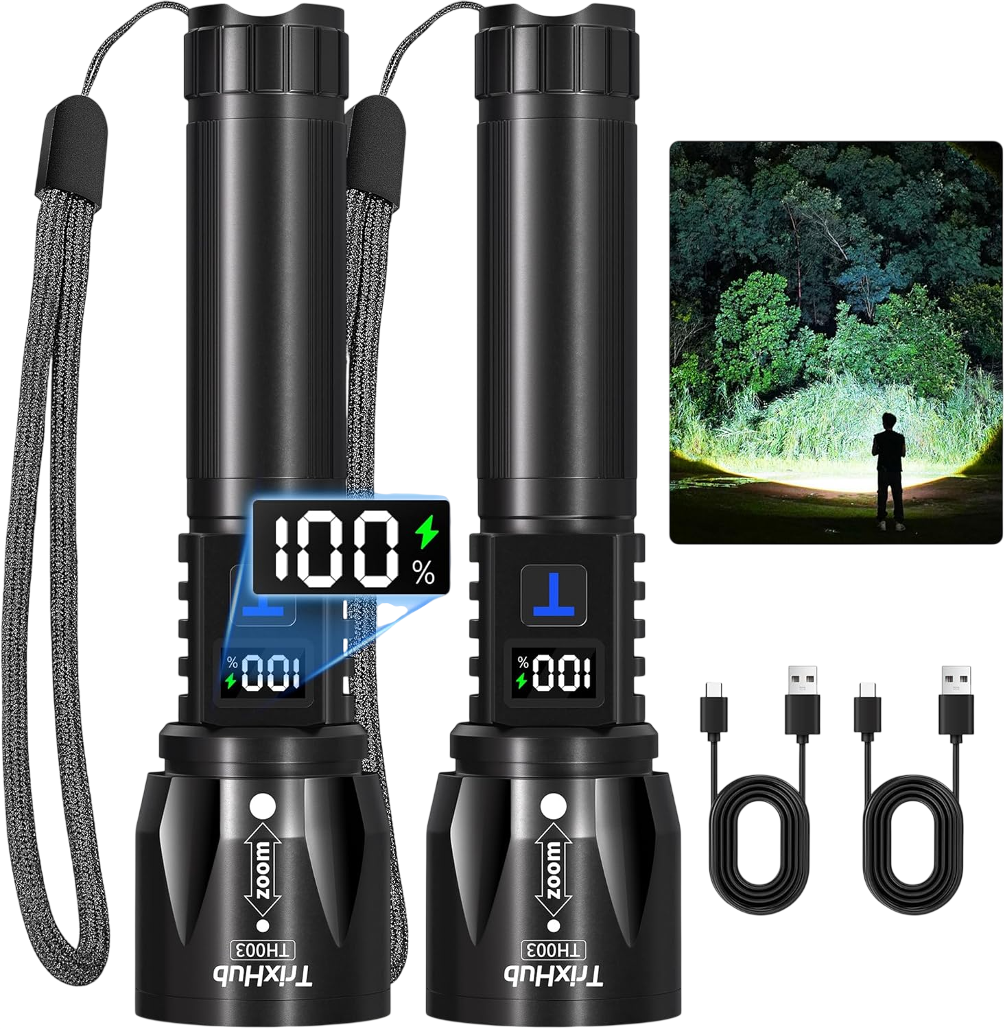 TRIXHUB RECHARGABLE FLASHLIGHT WITH ZOOM FEATURE