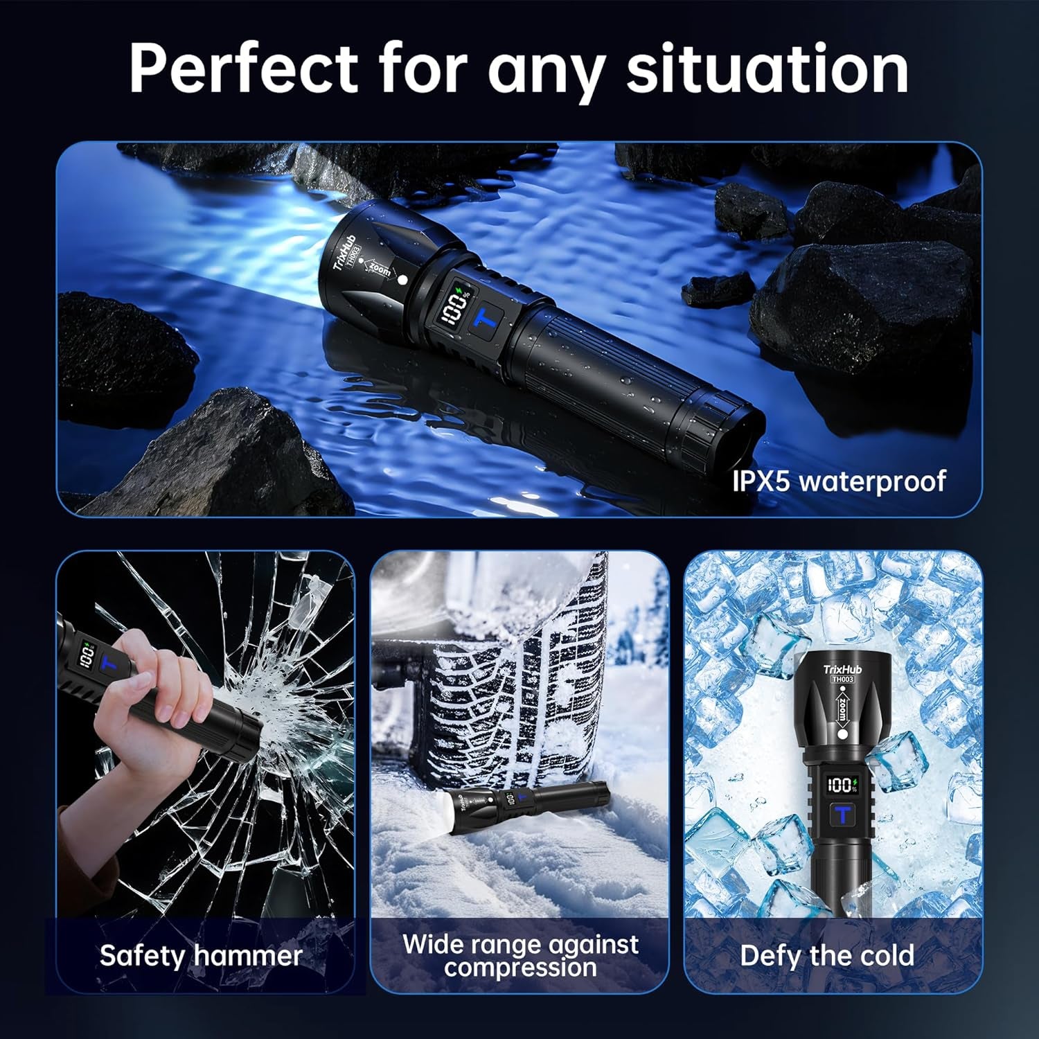 TRIXHUB RECHARGABLE FLASHLIGHT WITH ZOOM FEATURE