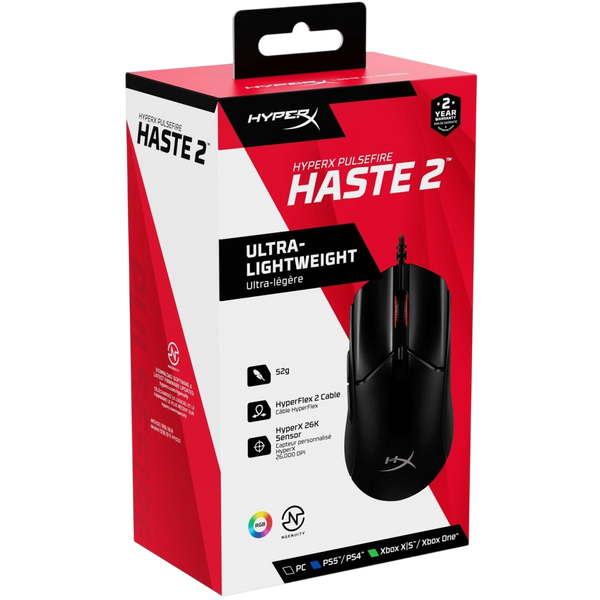 HYPERX PULSEFIRE HASTE 2 ULTRA LIGHTWEIGHT WIRED - BLACK