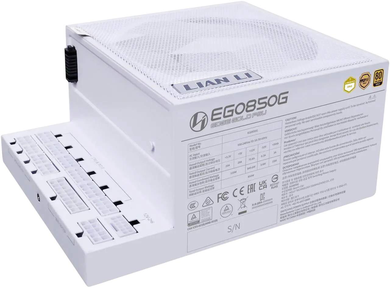 LIAN LI EDGE 850W 80 PLUS GOLD ATX 3.1 FULLY MODULAR - WHITE