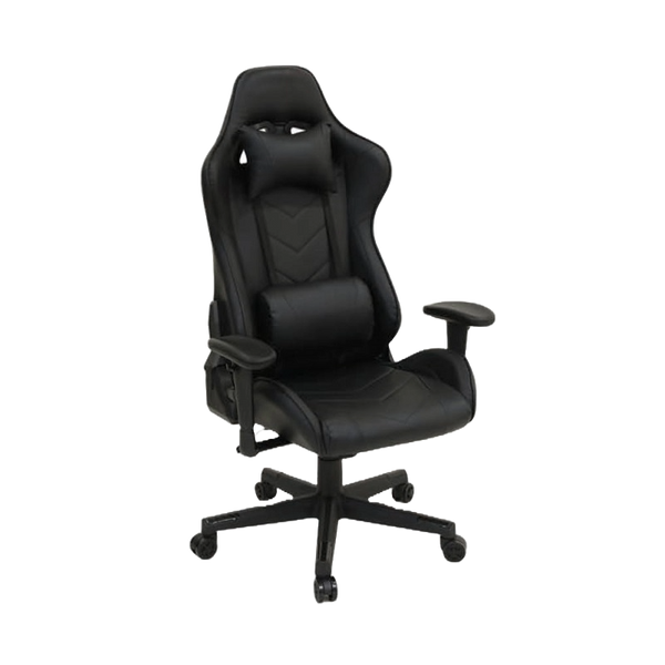 GAMING CHAIR BLACK PU LEATHER | HIGH BACK DESIGN | ADJUSTABLE ARMRESTS | UP TO 150KG CAPACITY