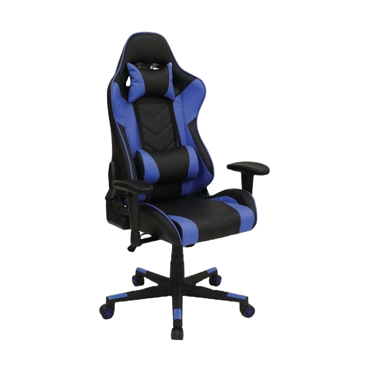 GAMING CHAIR BLUE PU LEATHER | HIGH BACK DESIGN | ADJUSTABLE ARMRESTS | UP TO 150KG CAPACITY