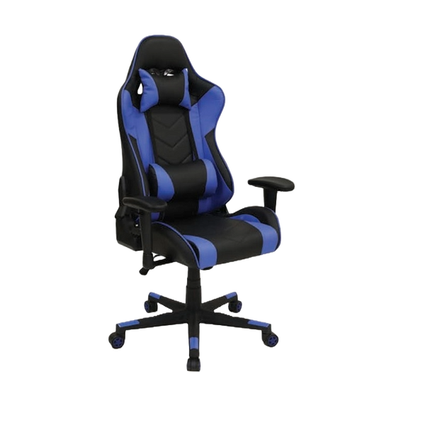 GAMING CHAIR BLUE PU LEATHER | HIGH BACK DESIGN | ADJUSTABLE ARMRESTS | UP TO 150KG CAPACITY