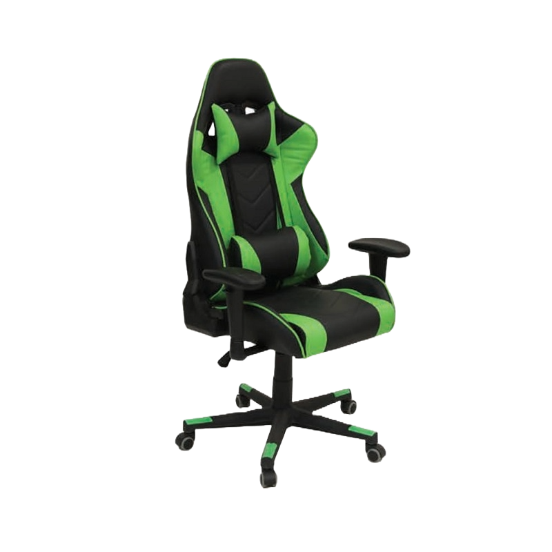 GAMING CHAIR GREEN PU LEATHER | HIGH BACK DESIGN | ADJUSTABLE ARMRESTS | UP TO 150KG CAPACITY