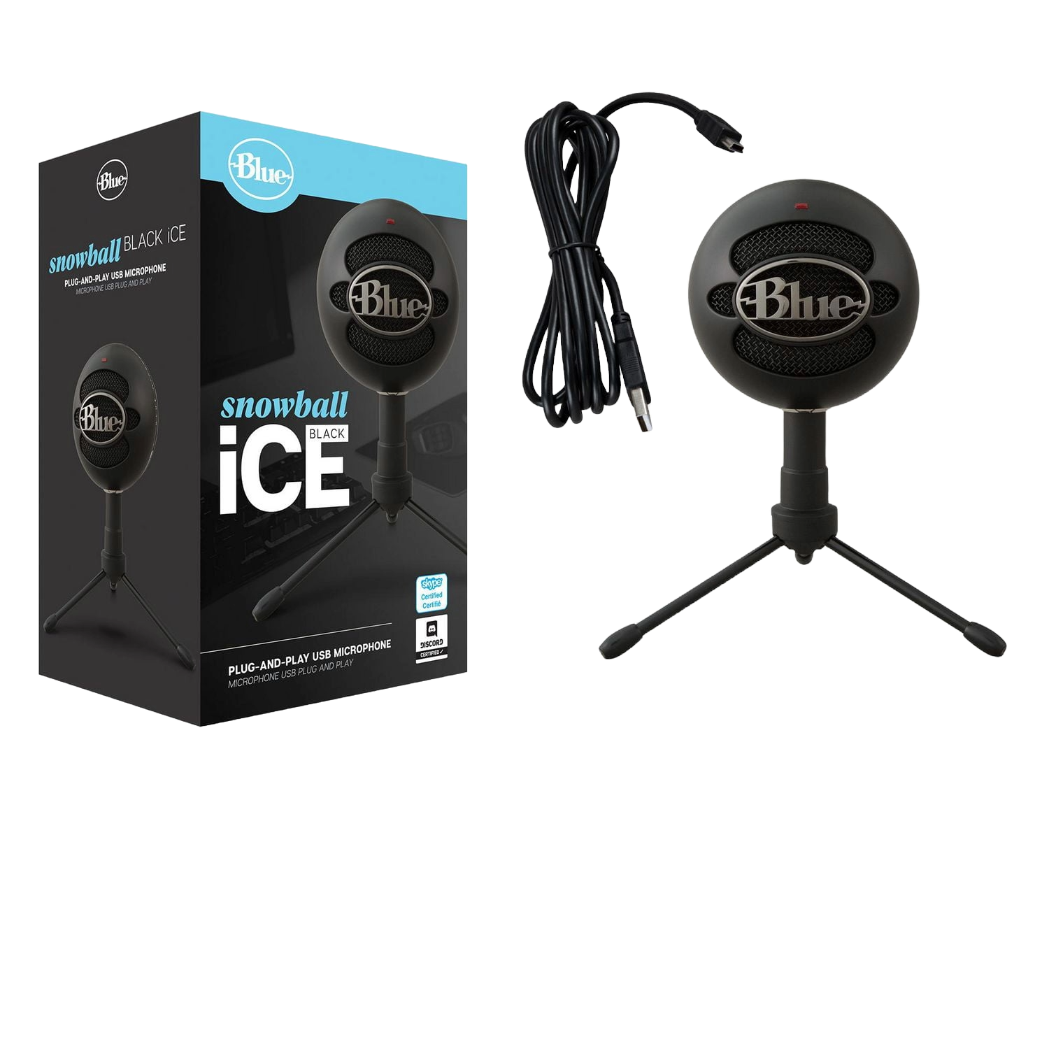 BLUE SNOWBALL ICE BLACK USB MICROPHONE FOR STREAMING AND PODCAST