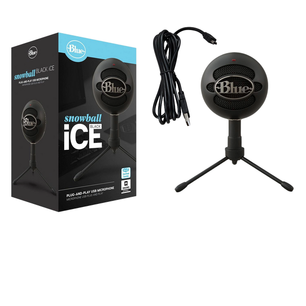 BLUE SNOWBALL ICE BLACK USB MICROPHONE FOR STREAMING AND PODCAST