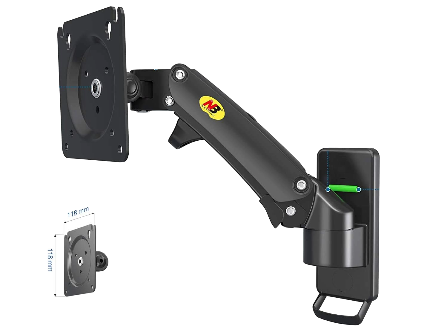 NB F120 GAS SPRING FULL MOTION WALL MONITOR ARM