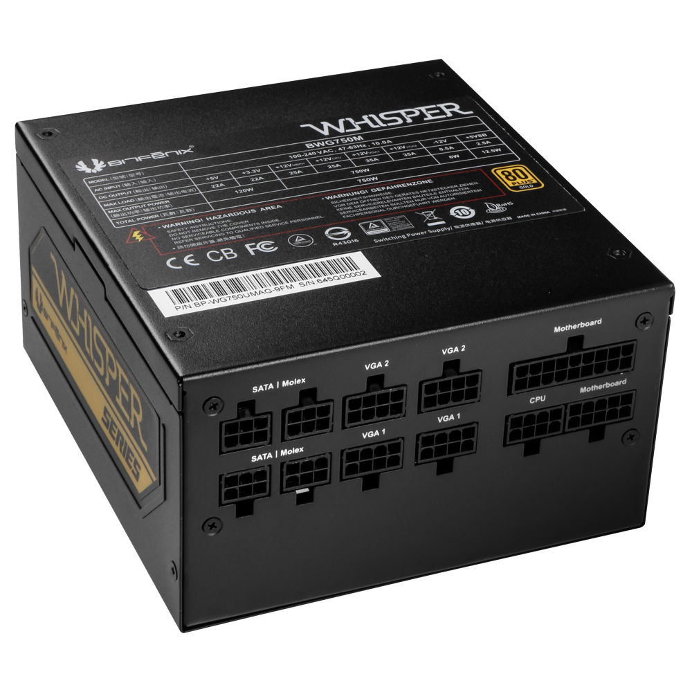 BITFENIX WHISPER 750W GOLD FULLY MODULAR
