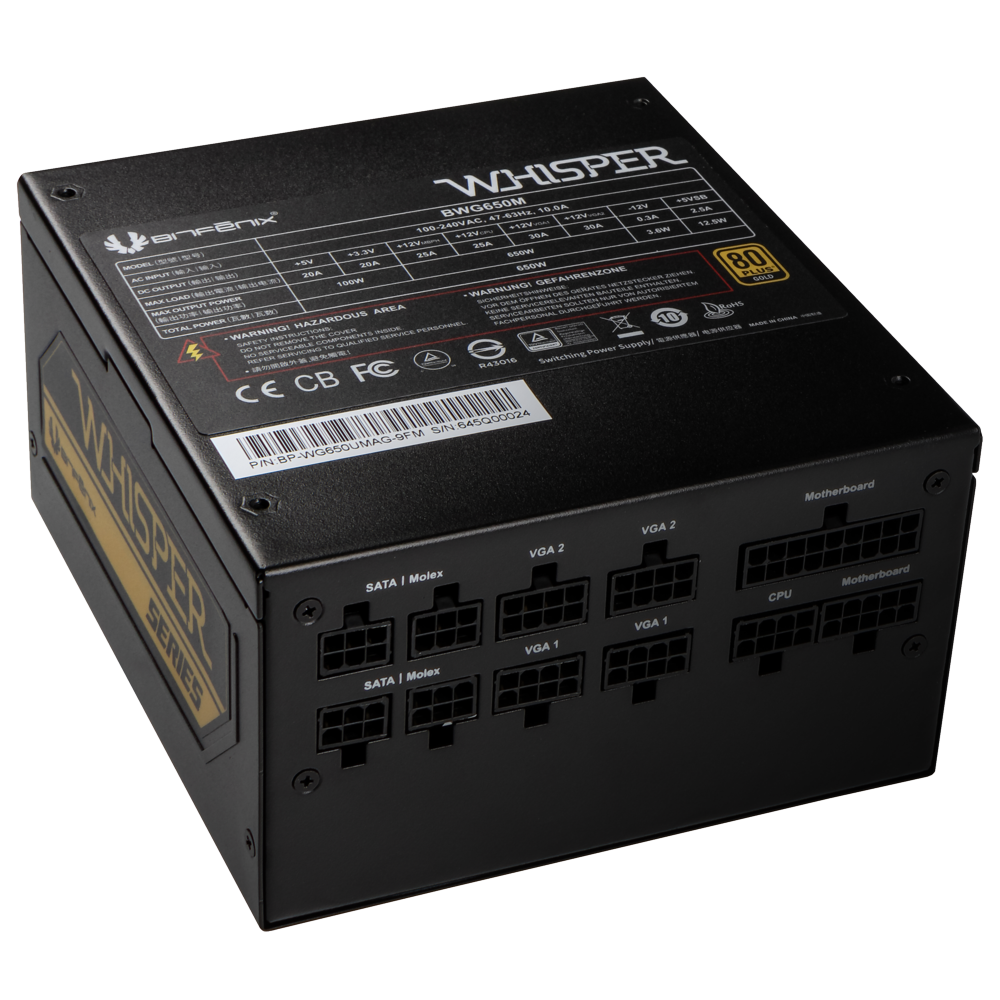 BITFENIX WHISPER 650W GOLD FULLY MODULAR