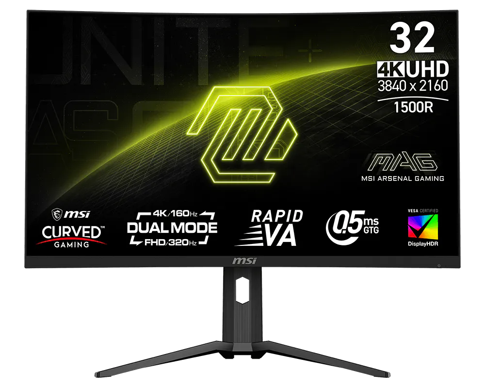 MSI MAG 321CUPDF 32" UHD 160HZ DUAL MODE FHD 320HZ 0.5MS RAPID VA PANEL
