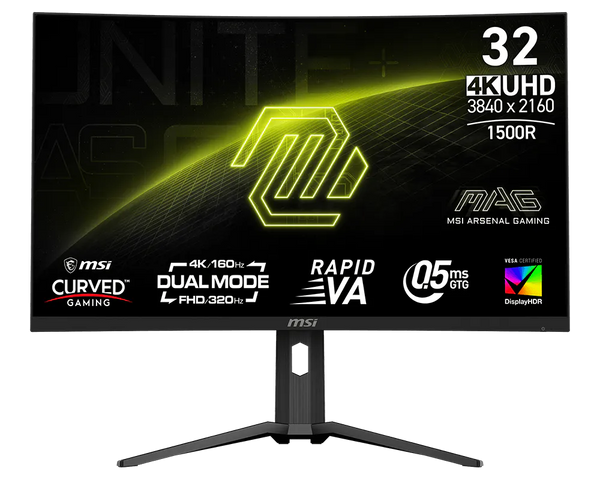 MSI MAG 321CUPDF 32" UHD 160HZ DUAL MODE FHD 320HZ 0.5MS RAPID VA PANEL