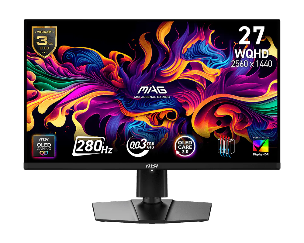 MSI MAG 271QP QD-OLED X28 27″ WQHD 280Hz 0.03MS QD-OLED PANEL