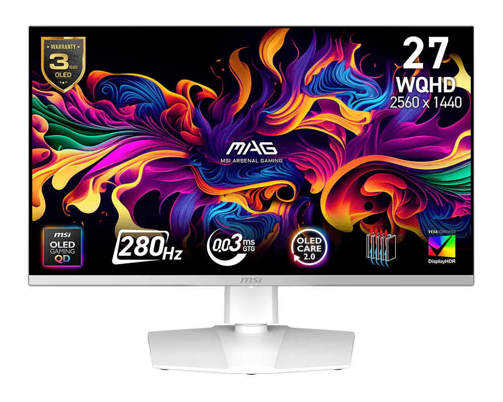 MSI MAG 272QPW QD-OLED X28 27″ WQHD 280Hz 0.03ms QD-OLED PANEL - WHITE