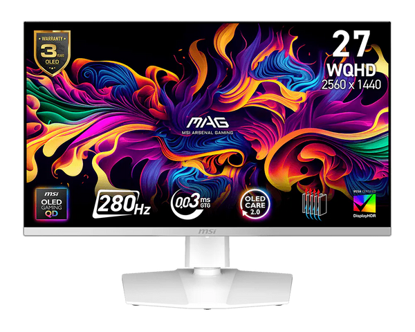 MSI MAG 272QPW QD-OLED X28 27″ WQHD 280Hz 0.03ms QD-OLED PANEL - WHITE