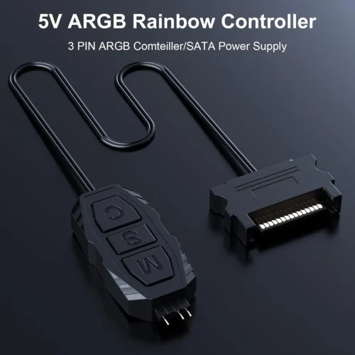 SATA RGB CONTROLLER FOR 5V 3-PIN ARGB PC FANS BLACK