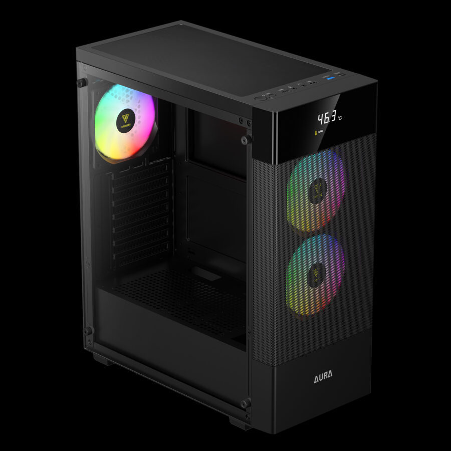 GAMDIAS AURA GC5 ELITE BLACK MID TOWER ARGB GAMING CASE - Image 2