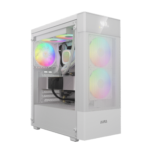 GAMDIAS AURA GC5 ELITE WHITE MID TOWER ARGB GAMING CASE