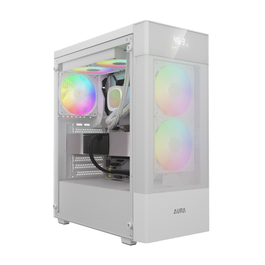 GAMDIAS AURA GC5 ELITE WHITE MID TOWER ARGB GAMING CASE