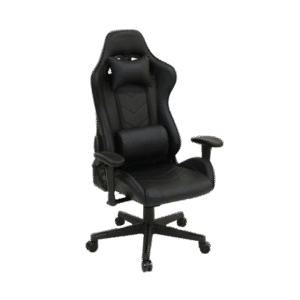 GAMING CHAIR BLACK PU LEATHER | HIGH BACK DESIGN | ADJUSTABLE ARMRESTS | UP TO 150KG CAPACITY