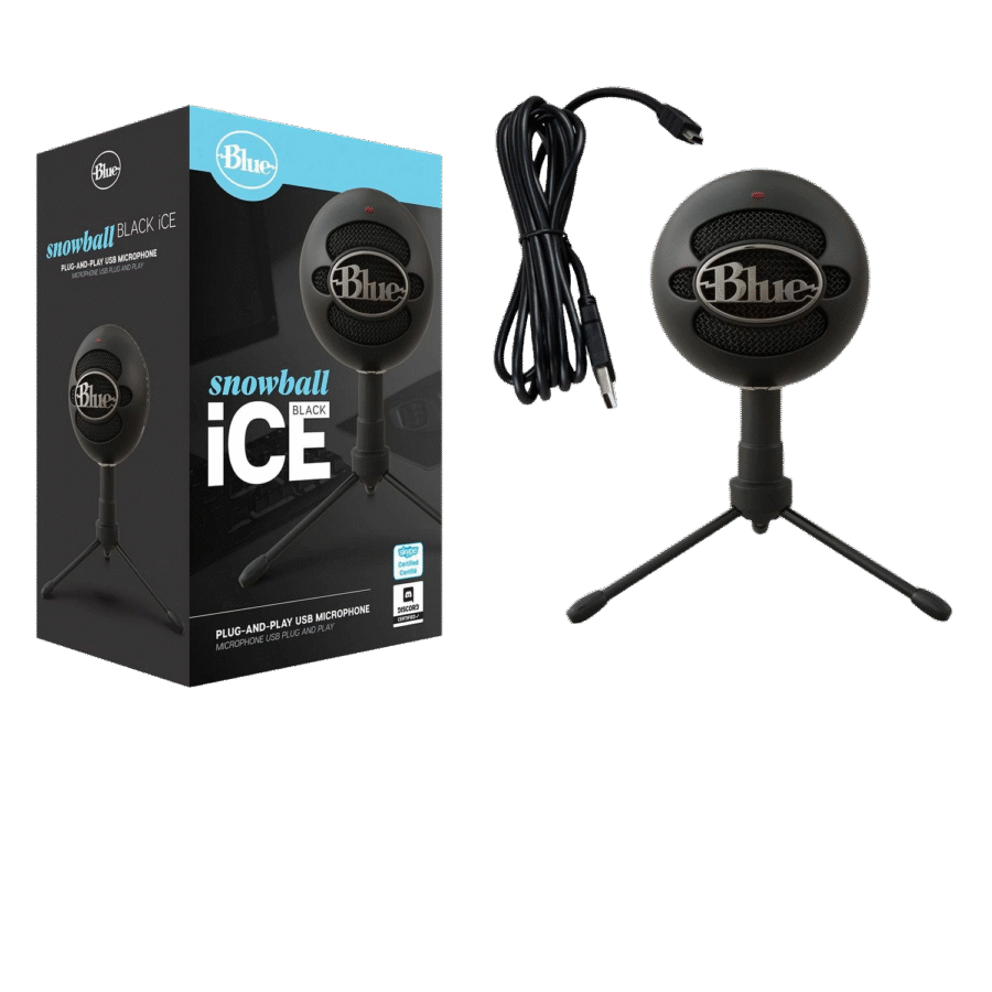 BLUE SNOWBALL ICE BLACK USB MICROPHONE FOR STREAMING AND PODCAST
