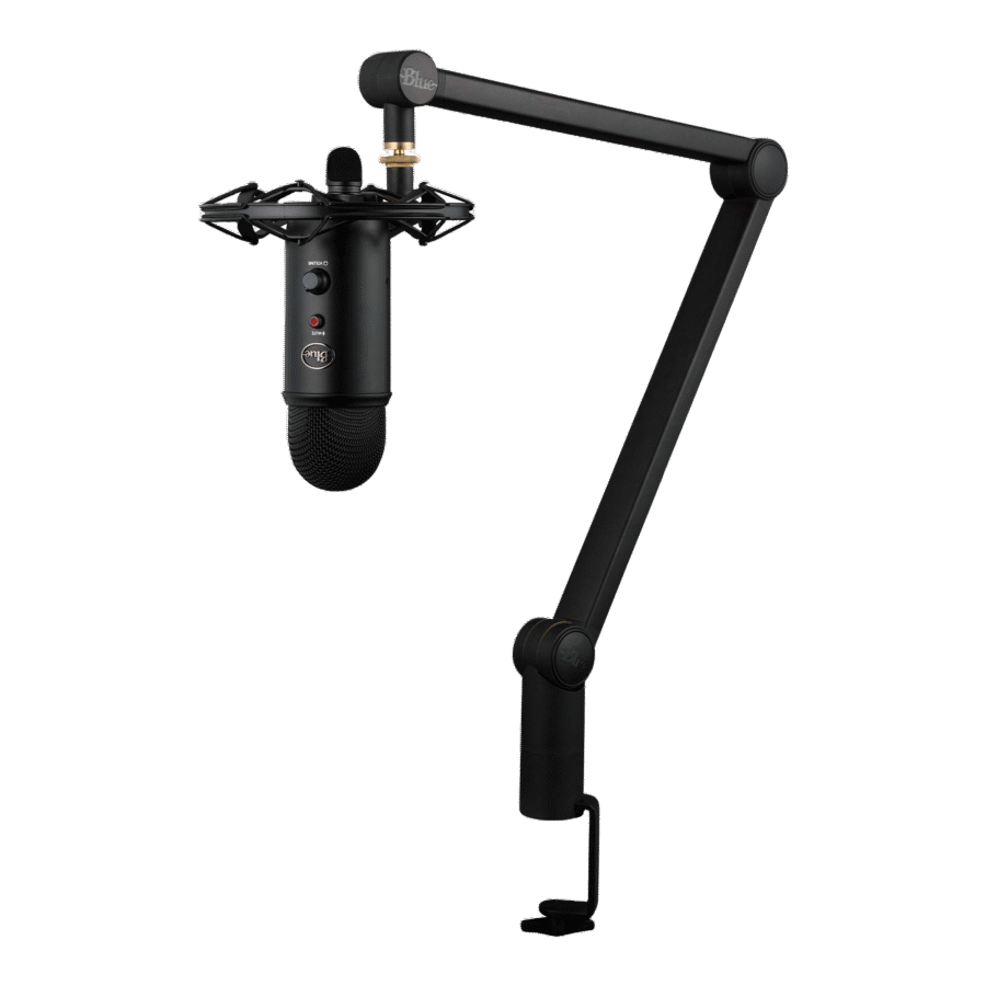 BLUE YETICASTER USB MICROPHONE WITH BOOM ARM AND SHOCK MOUNT FOR STREAMING AND PODCAST