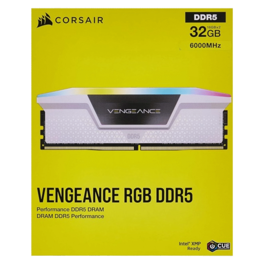 CORSAIR VENGEANCE RGB DDR5 32GB (2x16GB) 6000MHz CL36 MEMORY KIT WHITE