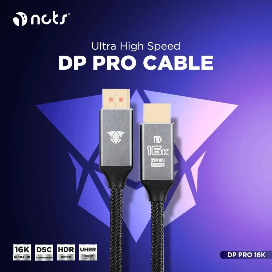NCTS DISPLAYPORT 2.1 CABLE 1.5M 16K 80GBPS HIGH SPEED BRAIDED DP TO DP CABLE