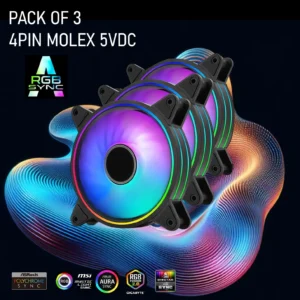 POWERCASE 3 X 120MM ARGB RING FANS WITH 4-PIN MOLEX POWER